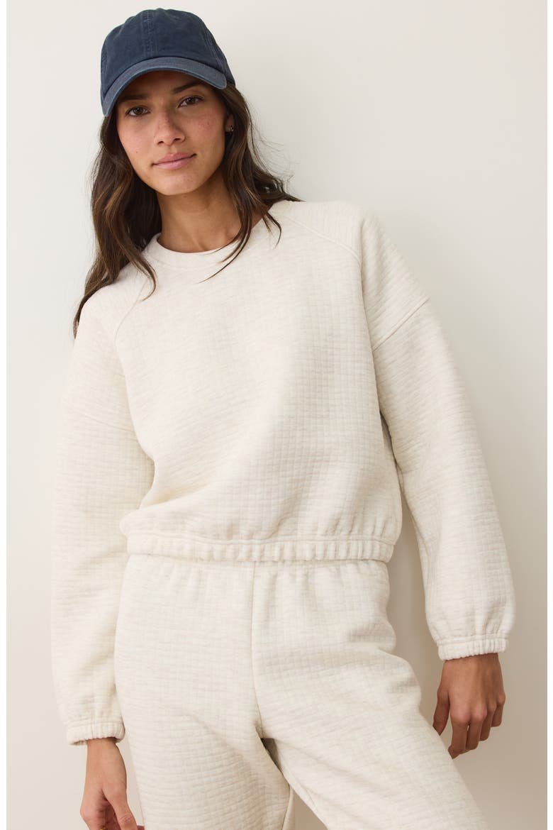 Corbet Quilted Crewneck Sweatshirt, Alternate, color, OATMEAL HEATHER