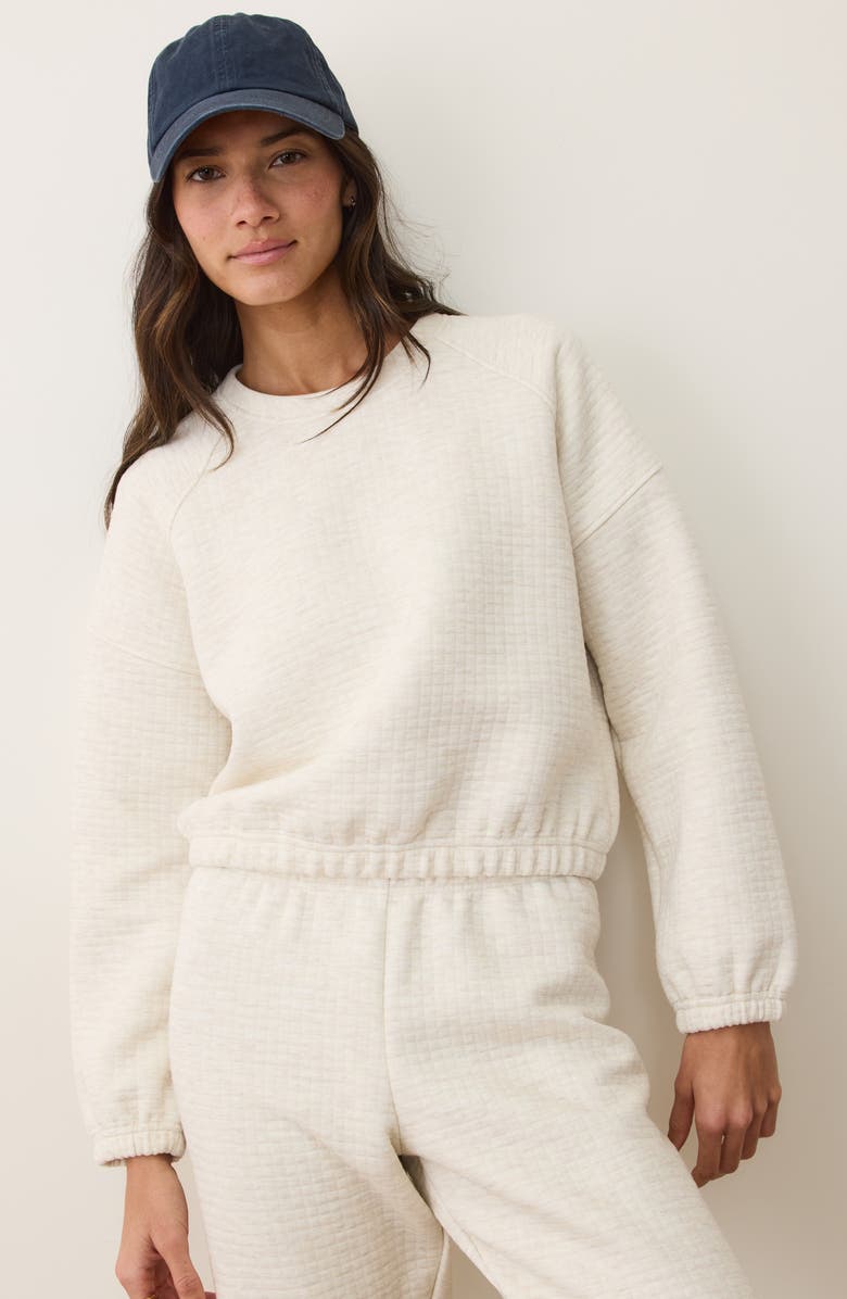 Marine Layer Corbet Quilted Crewneck Sweatshirt, Alternate, color, Oatmeal Heather