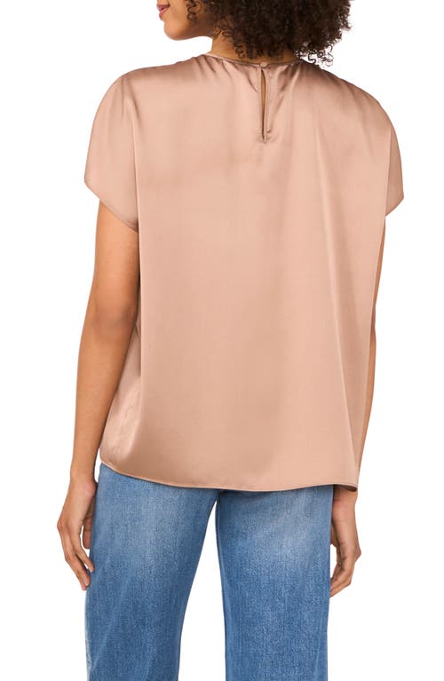 Vince Camuto Shirred Satin Top In Brown