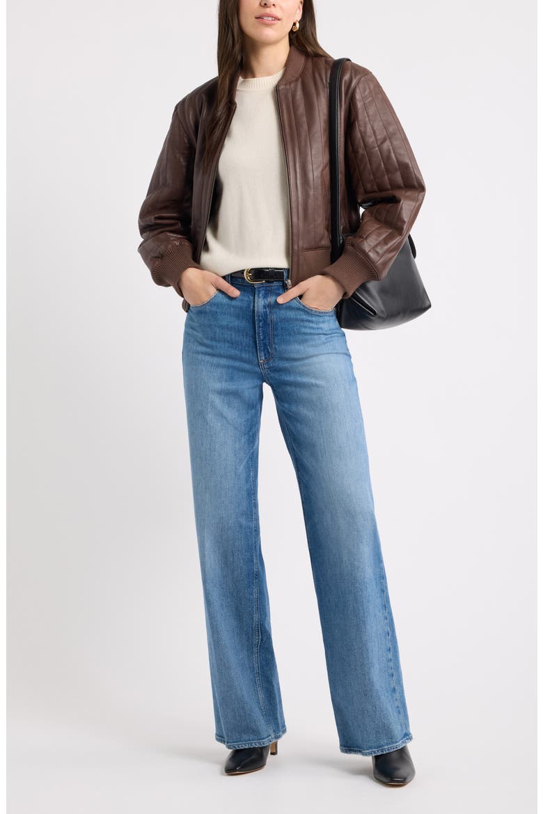 Quilted Leather Bomber Jacket, Alternate, color, BROWN CHICORY