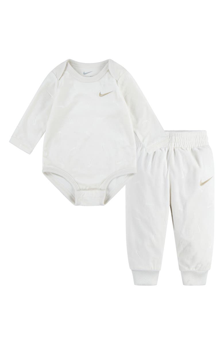 Nike New Impressions Bodysuit & Joggers Set, Main, color, Pale Ivory