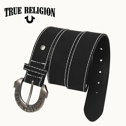 True Religion Belt With Horseshoe Buckle In Black
