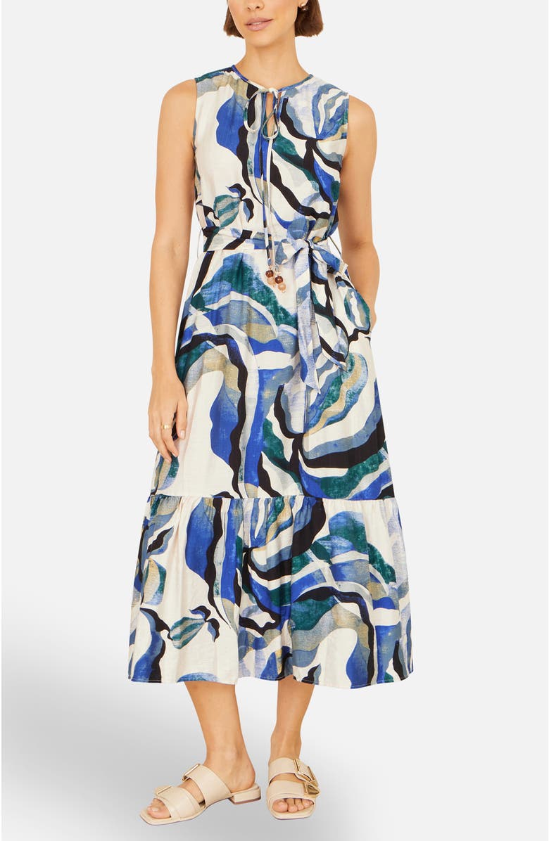Yumi Swirl Print Midi Dress, Alternate, color, Blue