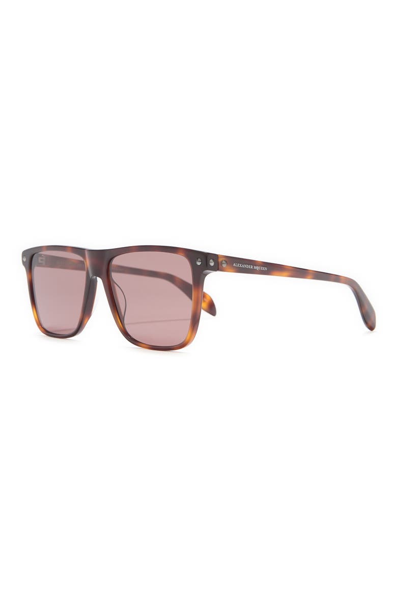 Alexander McQueen 57mm Square Sunglasses, Alternate, color, AVANA AVANA BRONZE/BSL