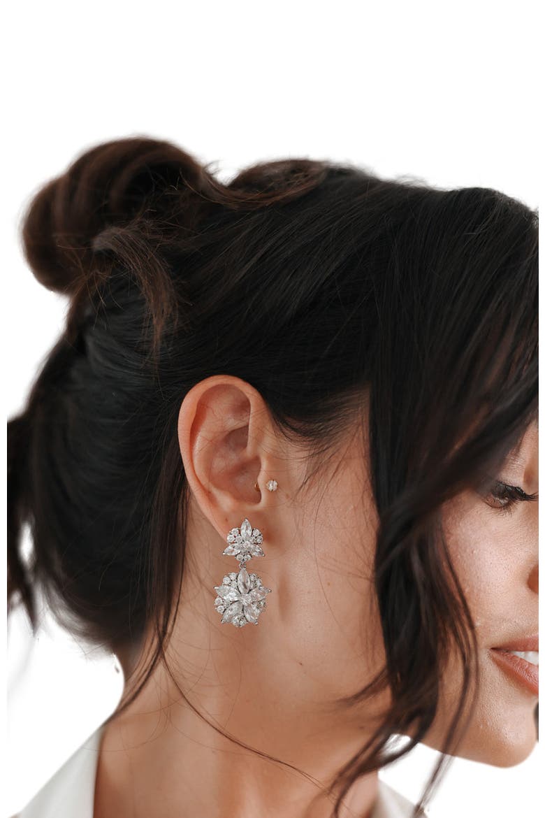 Empress Crystal Earrings, Alternate, color, Silver