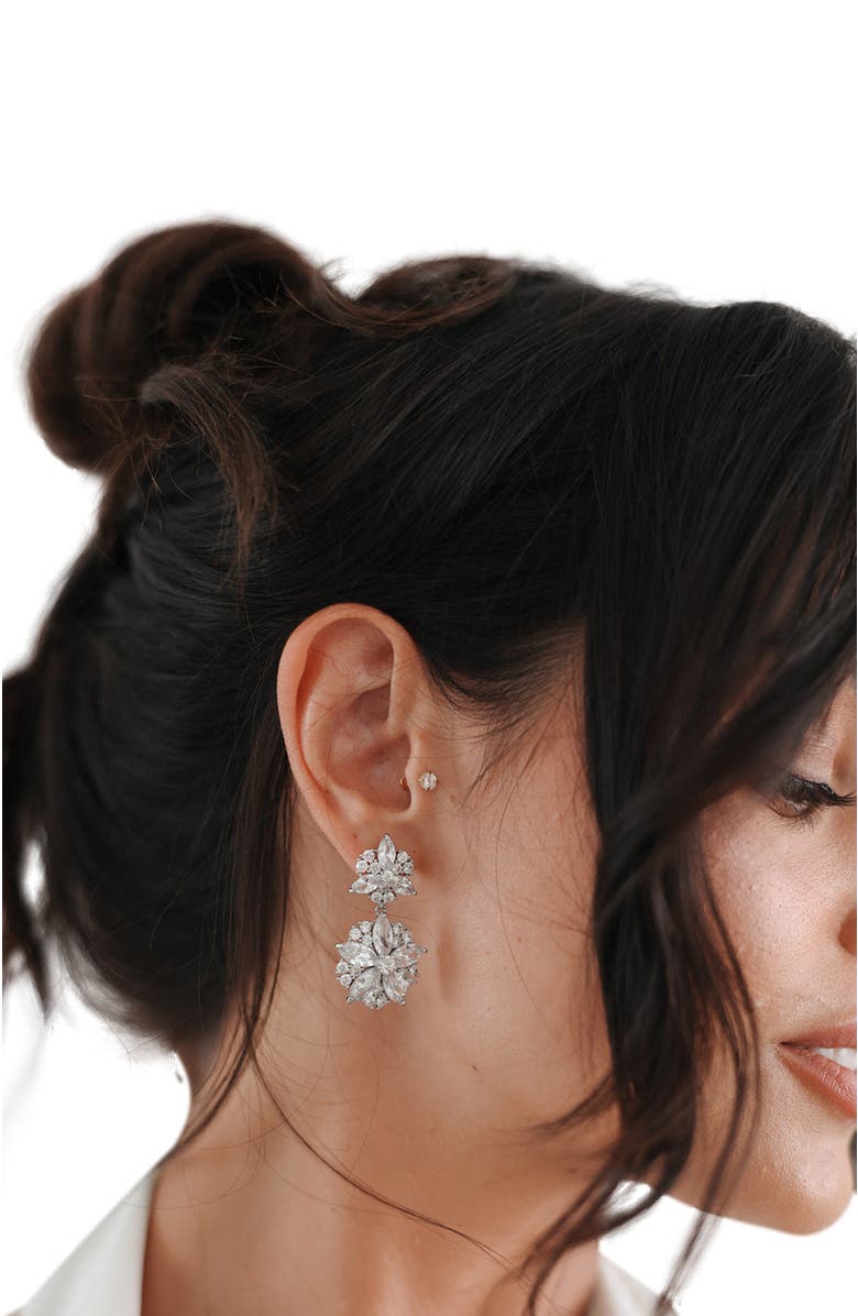 Untamed Petals Empress Crystal Earrings, Alternate, color, Silver