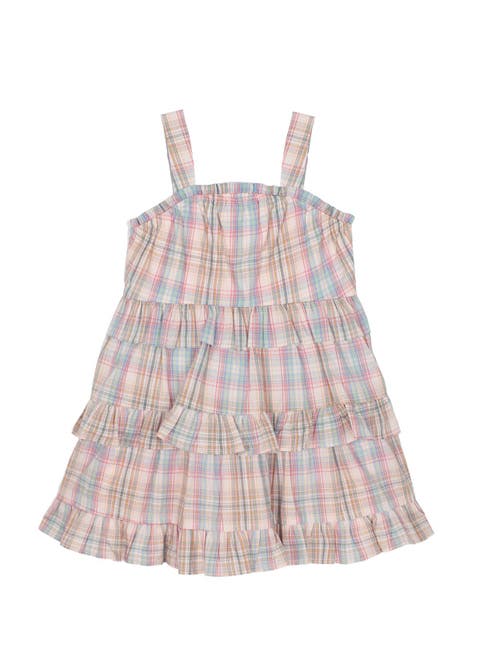 Mabel and Honey Orchid Farm Girls' Pastel Plaid Tiered Dress, Nordstrom Exclusive.