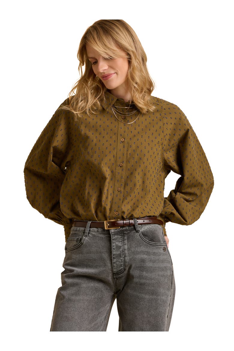 Julia Balloon Sleeve Loose Fit Shirt, Main, color, Khaki