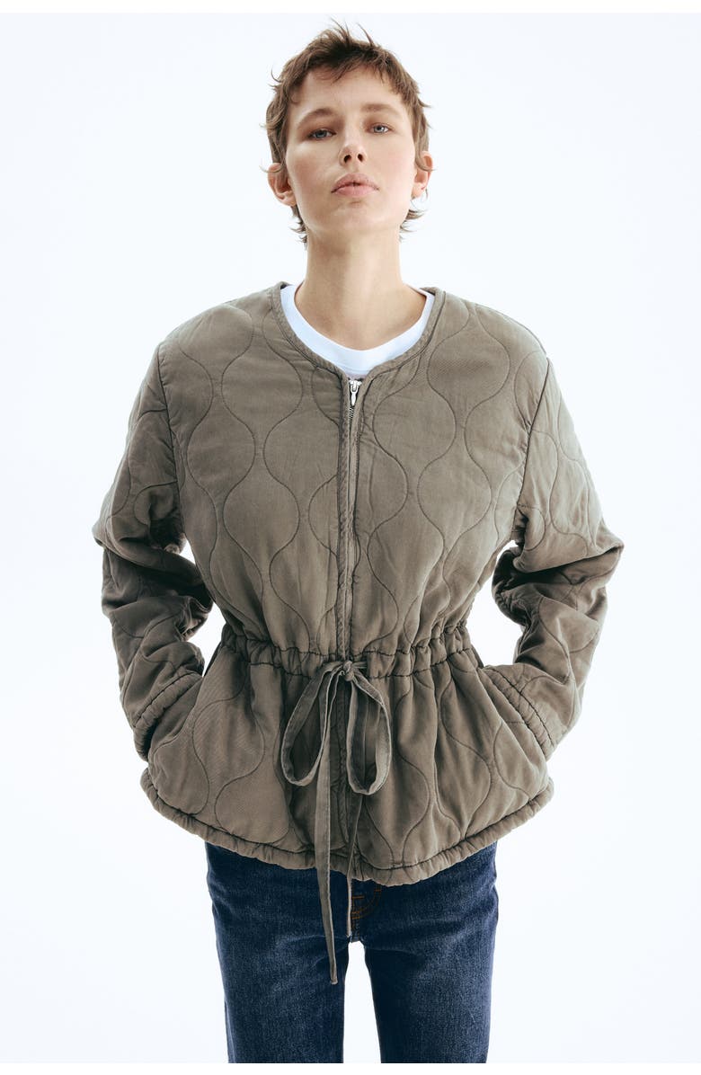 H&M Quilted Twill Jacket, Alternate, color, Gray