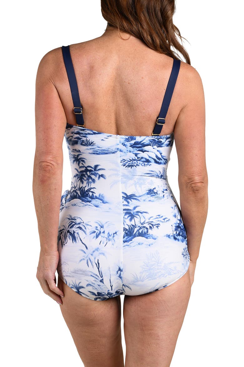 Toile Bandeau Sarong One-Piece Swimsuit, Alternate, color, WHITE