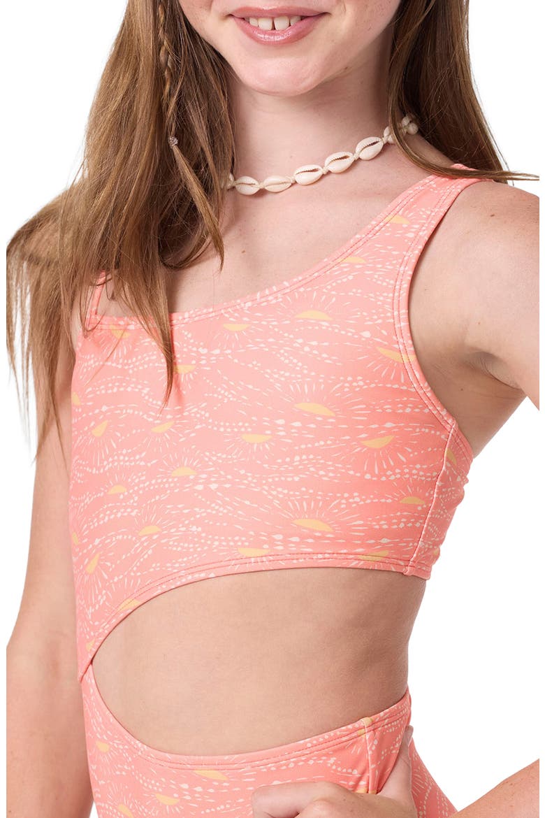 Kids' Sunshine Cutout One-Piece Swimsuit, Alternate, color, FUSION CORAL