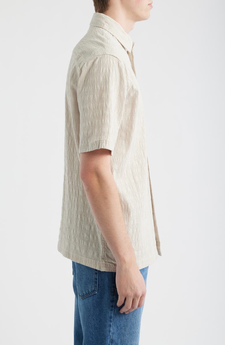 Rip Curl Premium Surf Check Short Sleeve Cotton Seersucker Button-Up Shirt, Alternate, color, Bone