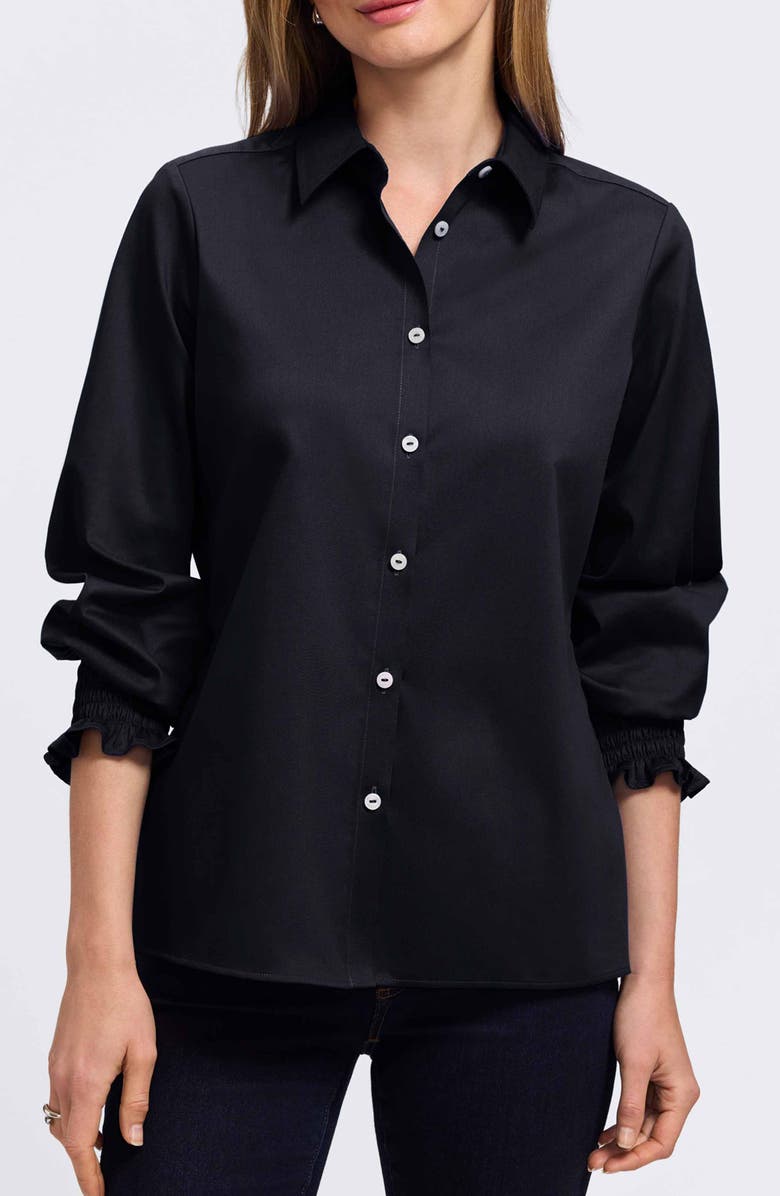 Foxcroft Avril Matte Sateen Button-Up Shirt, Alternate, color, Black