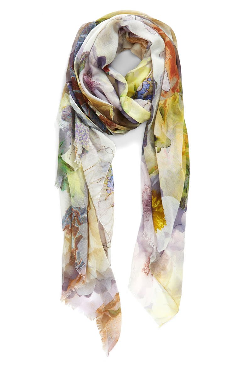Floral Print Wrap, Main, color, COCOA BUTTER