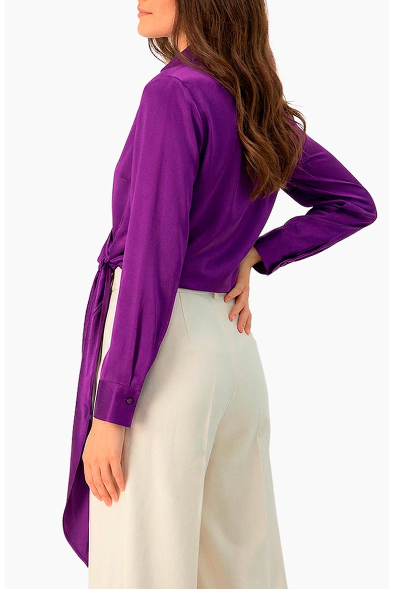 Wrap Satin Blouse with Tie Detail, Alternate, color, Purple