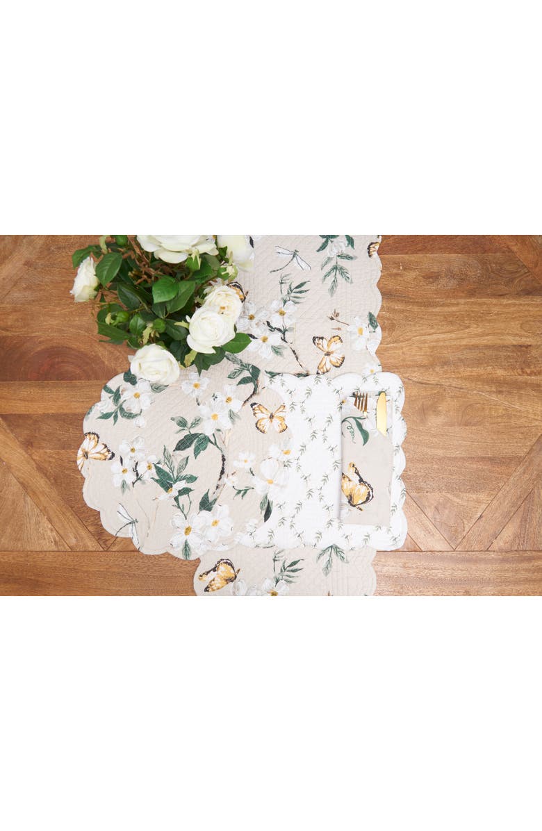 C&F Home Dogwood Meadows Cotton Napkins Set of 6 - Floral & Butterfly, Alternate, color, Green