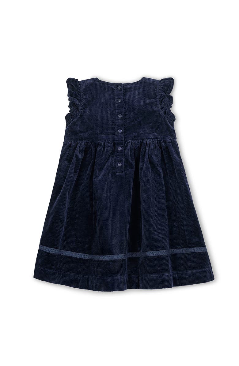 Hope & Henry Kids' Organic Corduroy Flutter Sleeve Jumper Dress, Alternate, color, Navy Fine Wale