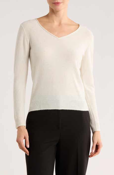 Sofia Cashmere Sequin V-Neck Wool Cashmere Blend Sweater