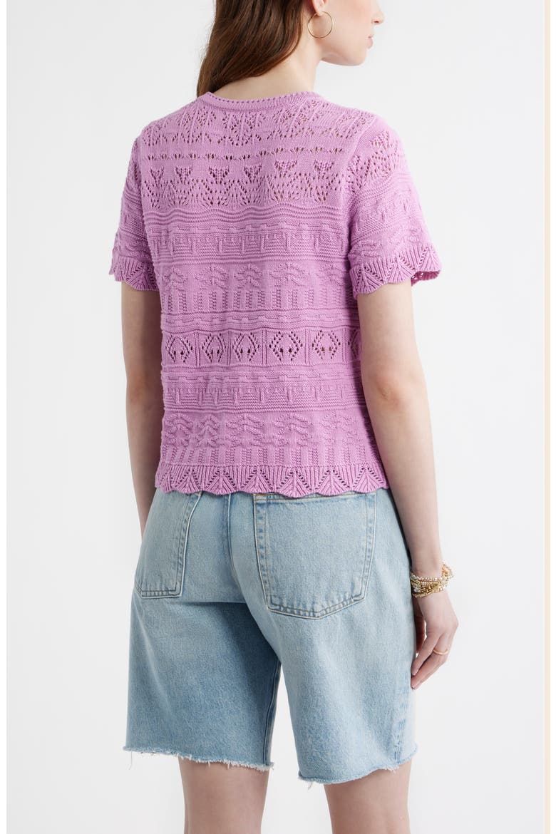 Pointelle Cotton Crewneck Sweater, Alternate, color, PINK GALE