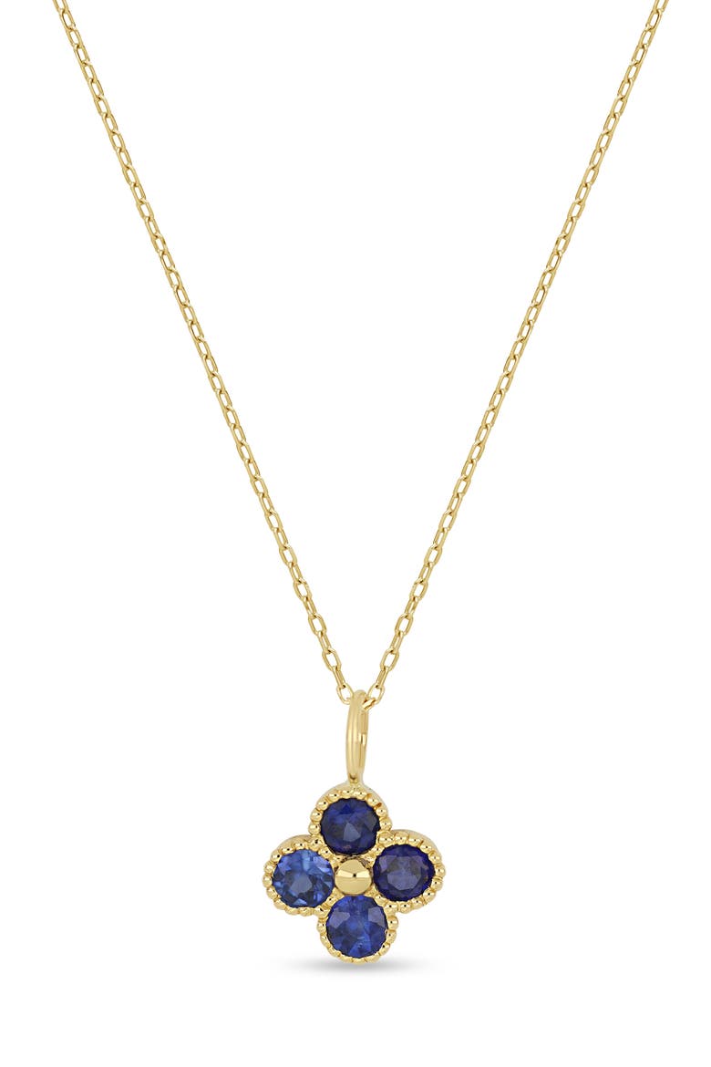 18K Gold El Mar Gemstone Clover Pendant Necklace (Online Trunk Show), Main, color, 18K YELLOW GOLD/ SAPPHIRE