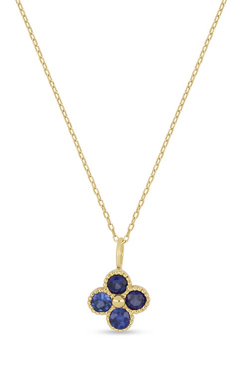18K Gold El Mar Gemstone Clover Pendant Necklace
