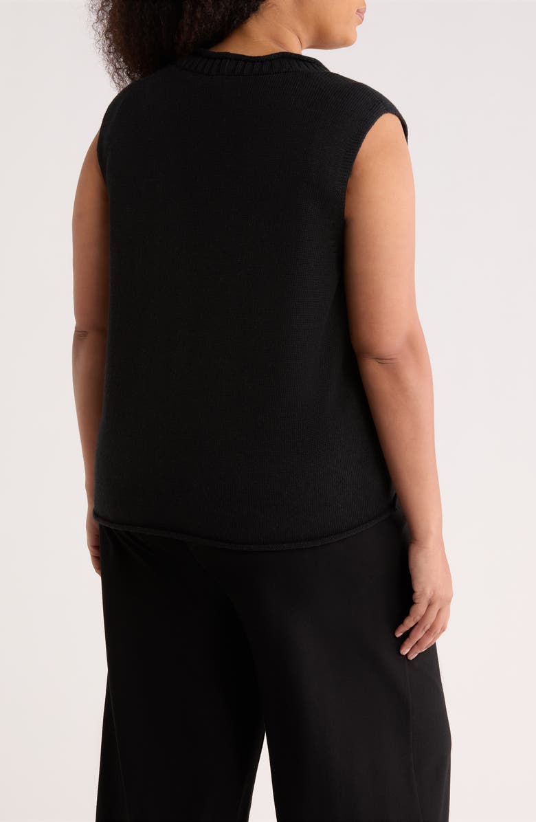 Eileen Fisher Organic Cotton Blend Sweater Vest, Alternate, color, Black