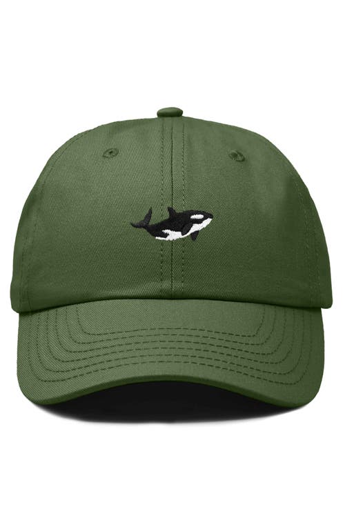 Dalix Killer Whale Embroidered Dad Hat In Olive