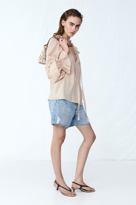 Raw-edge Denim Shorts
