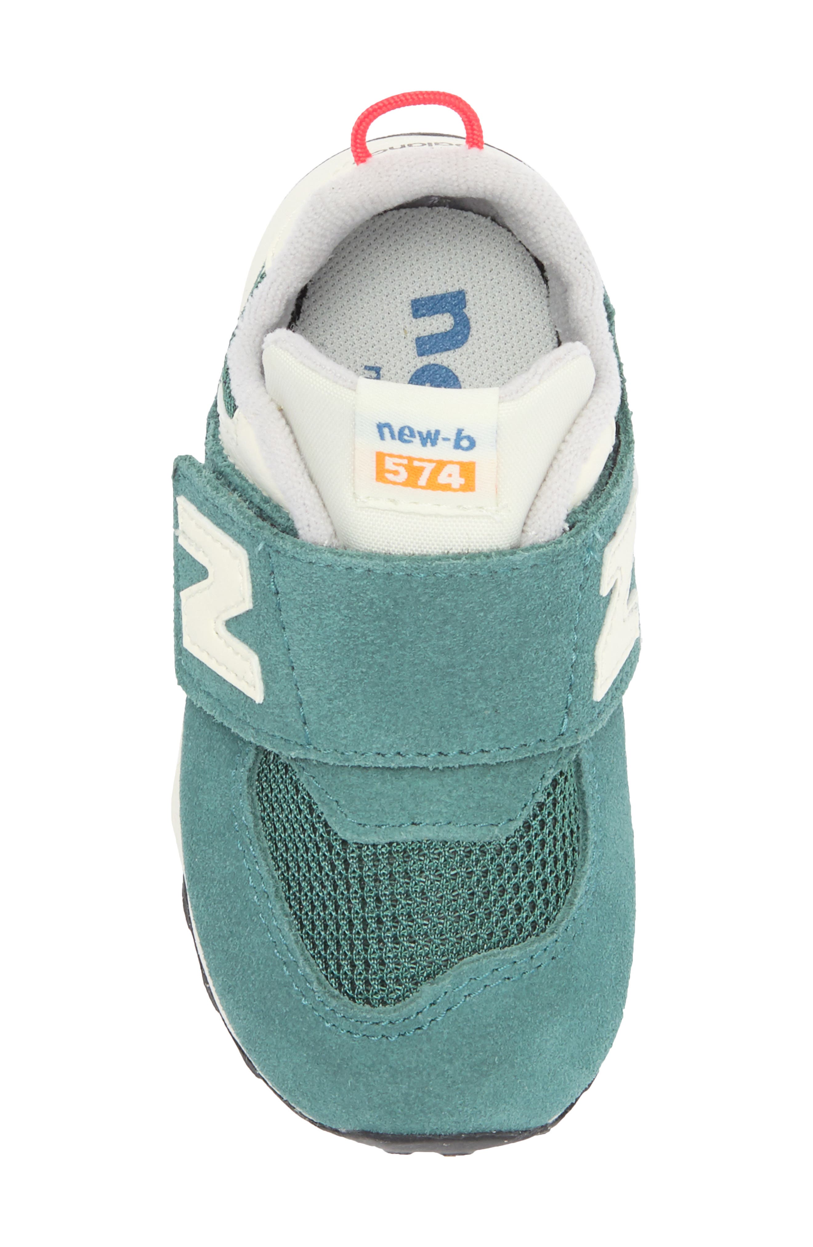 New Balance Kids' 574 New B Sneaker, Alternate, color, New Spruce/ Blast Red