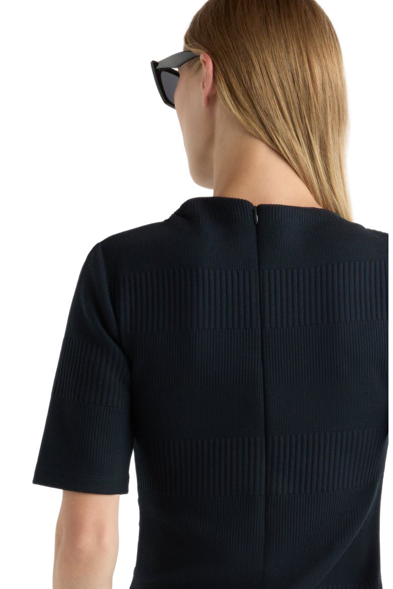 Pauline Ribbed Asymmetric Neck Top, Alternate, color, Navy