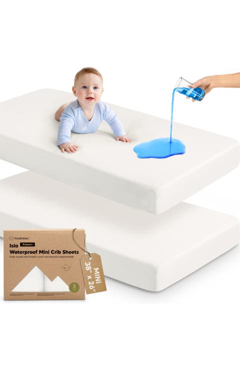 2-Pack Isla [Protect+] Waterproof Mini Crib Sheets