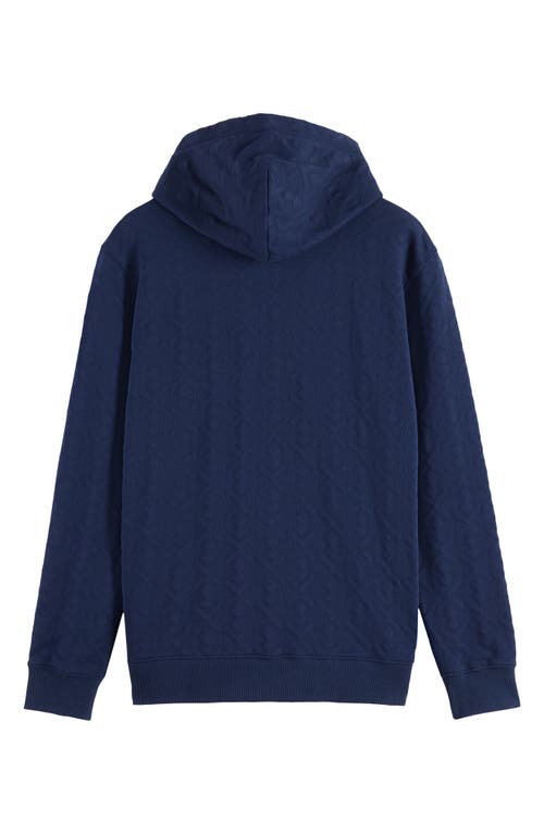 Scotch & Soda Geo Jacquard Terry Hoodie In Blue