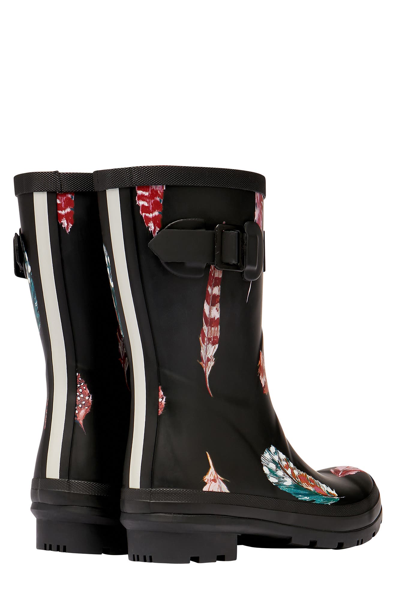 Print Molly Welly Rain Boot, Alternate, color, BLACK FEATHERS