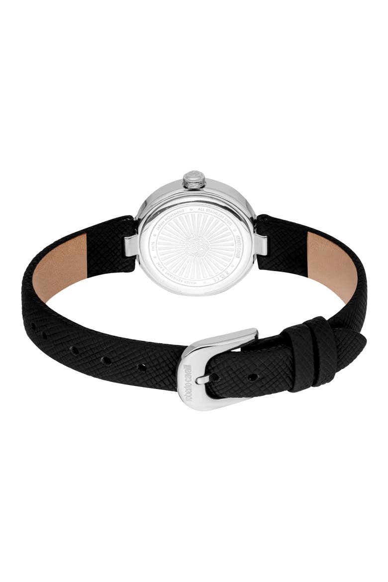 Rosana Leather Strap Watch, 26mm, Alternate, color, BLACK