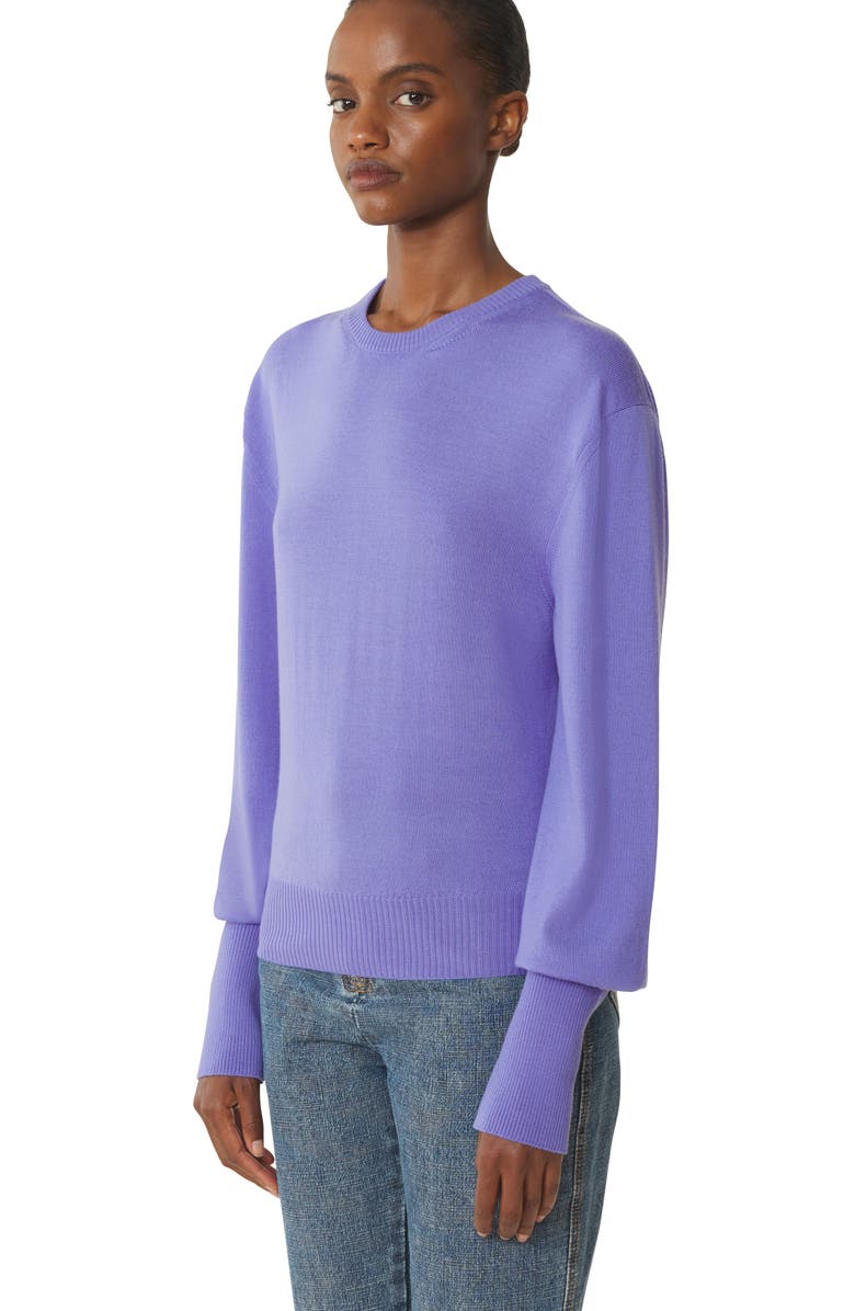 Lanvin Purple Wool Sweater With Grosgrain Detail, Alternate, color, Lilac