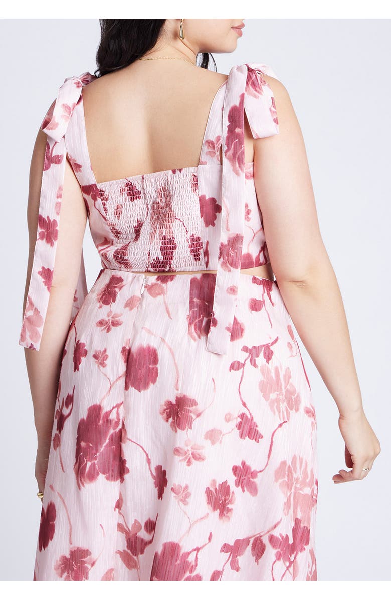 ELOQUII Floral Crop Top, Alternate, color, Blooms Of Pink