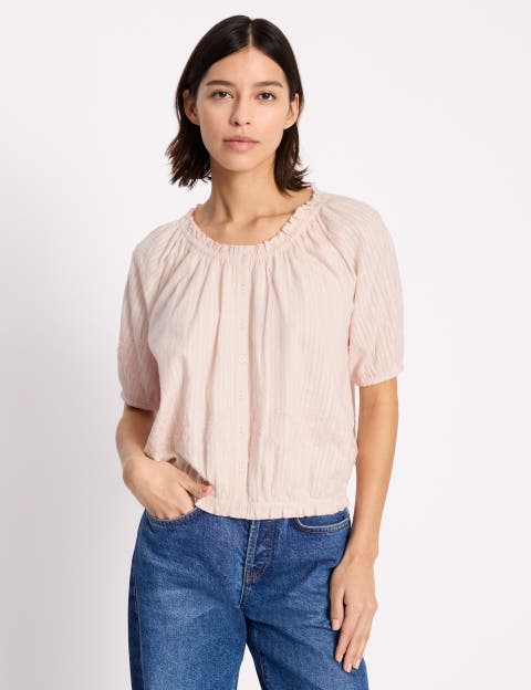 Embroidered Scoop Neck Blouse