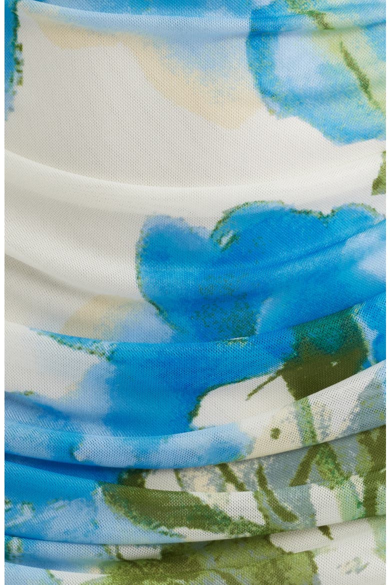 Floral Ruched Midi Dress, Alternate, color, IVORY BLUE