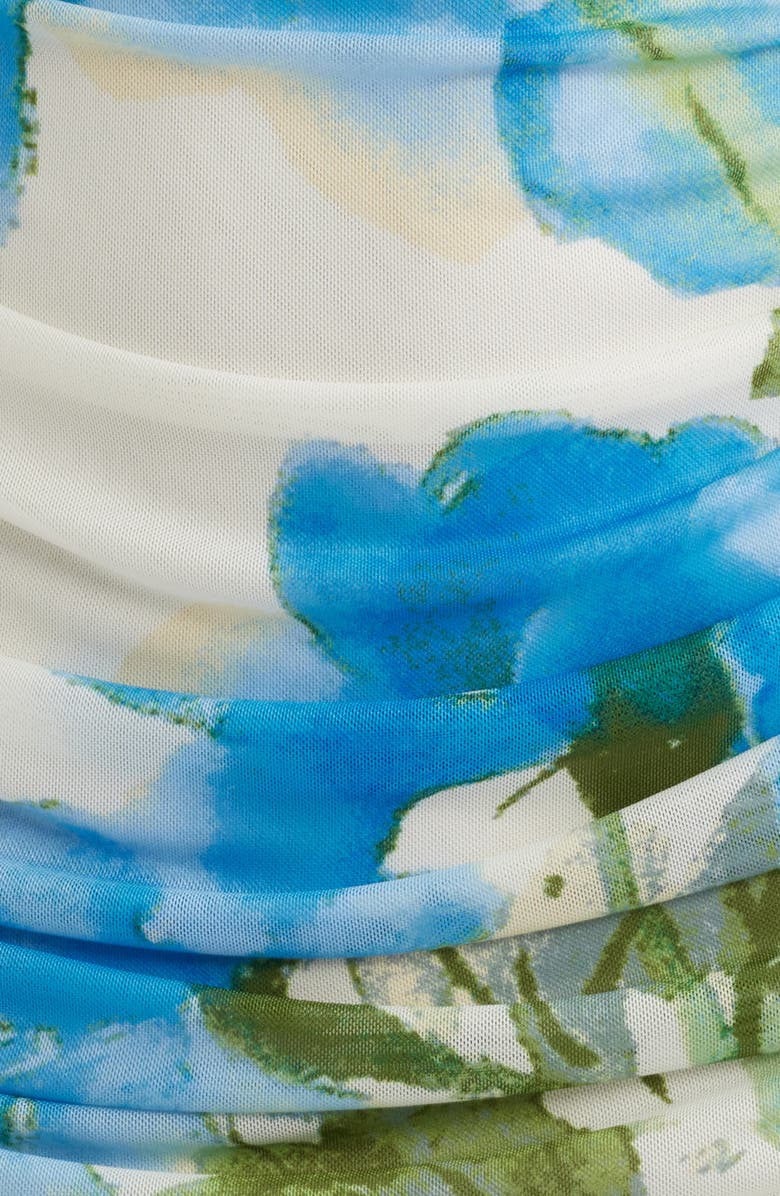FLYING TOMATO Floral Ruched Midi Dress, Alternate, color, Ivory Blue