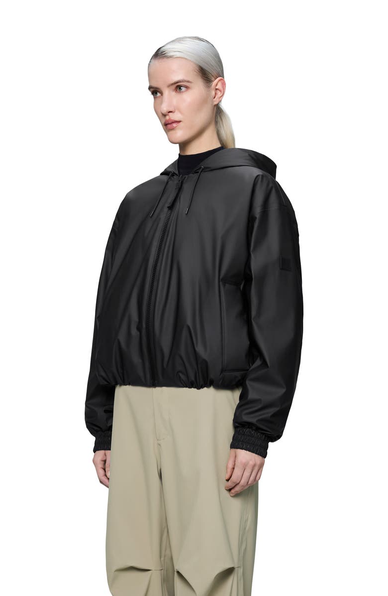 Rains Lohja Insulated Bomber Rain Jacket, Alternate, color, Black