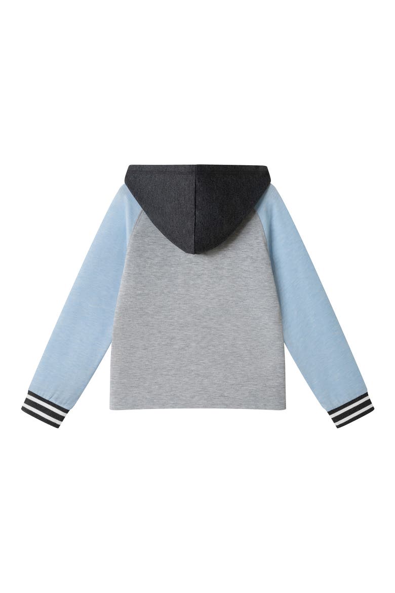 Kids' Raglan Long Sleeve Hooded T-Shirt, Alternate, color, GREY/LIGHT BLUE