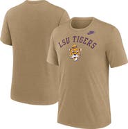 Nike Men's Nike Heather Light Brown LSU Tigers Legacy Arch Tri-Blend T-Shirt