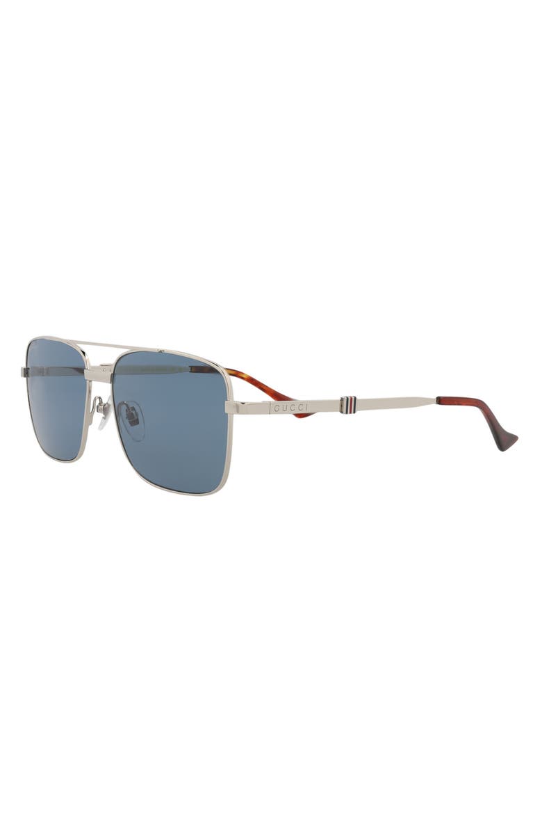Gucci 58mm Square Metal Frame Sunglasses, Alternate, color, 