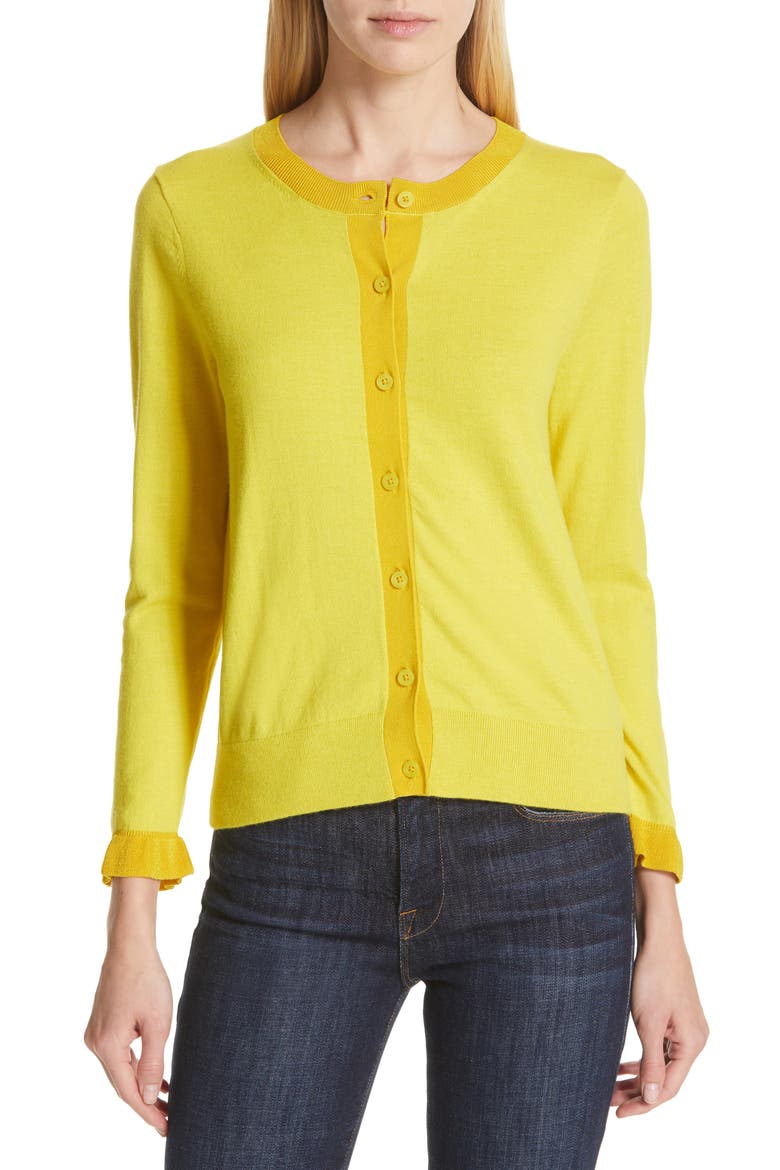 ruffle cardigan, Main, color, CHARTREUSE