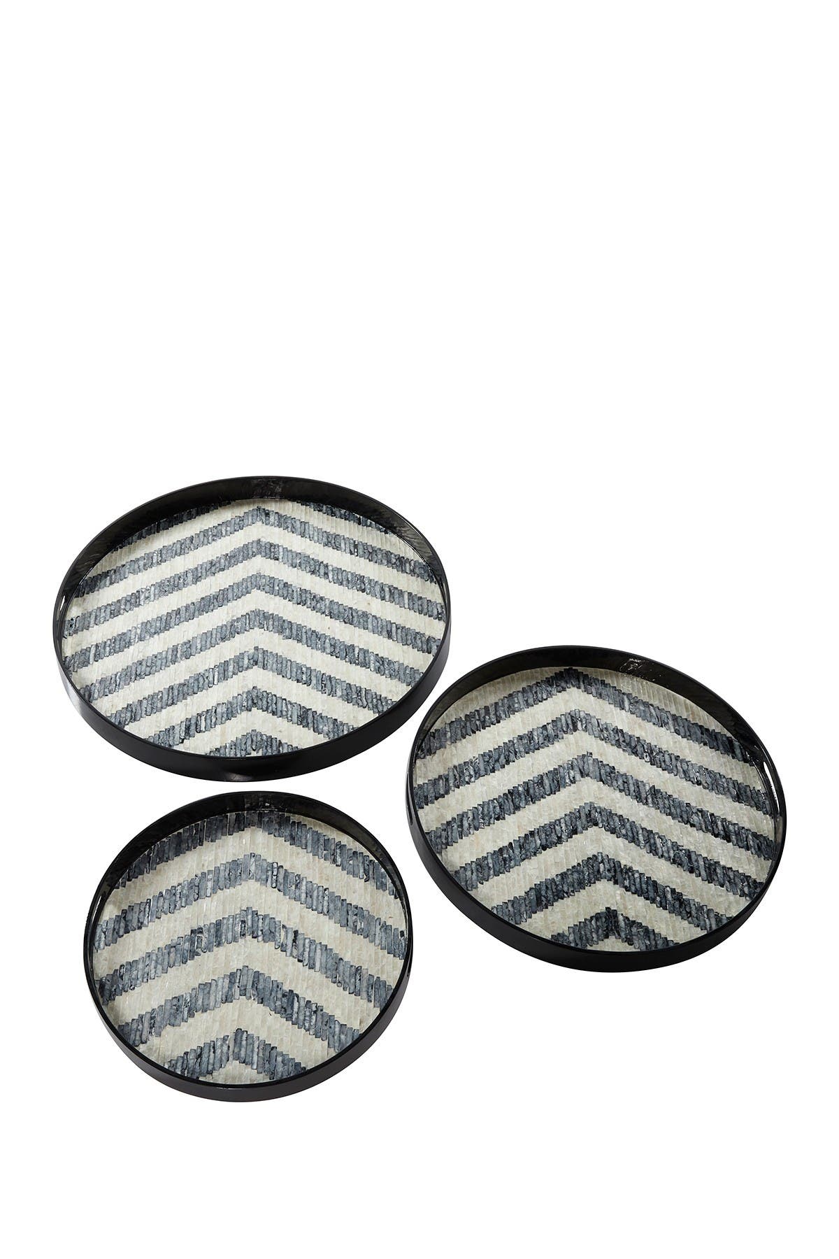 WILLOW ROW Round Pearl & Gray Capiz Shell Serving Trays - Set of 3 ...