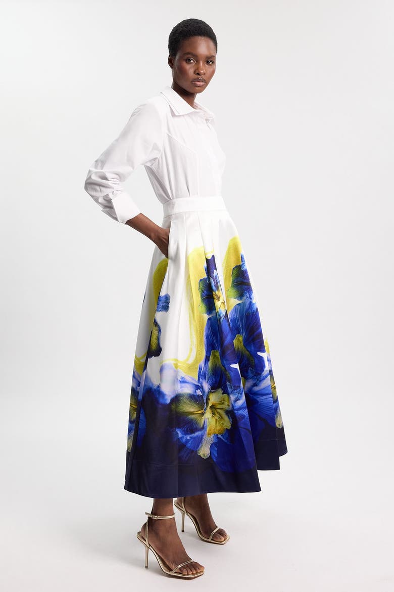 Floral High Waist A-line Skirt, Alternate, color, Multi