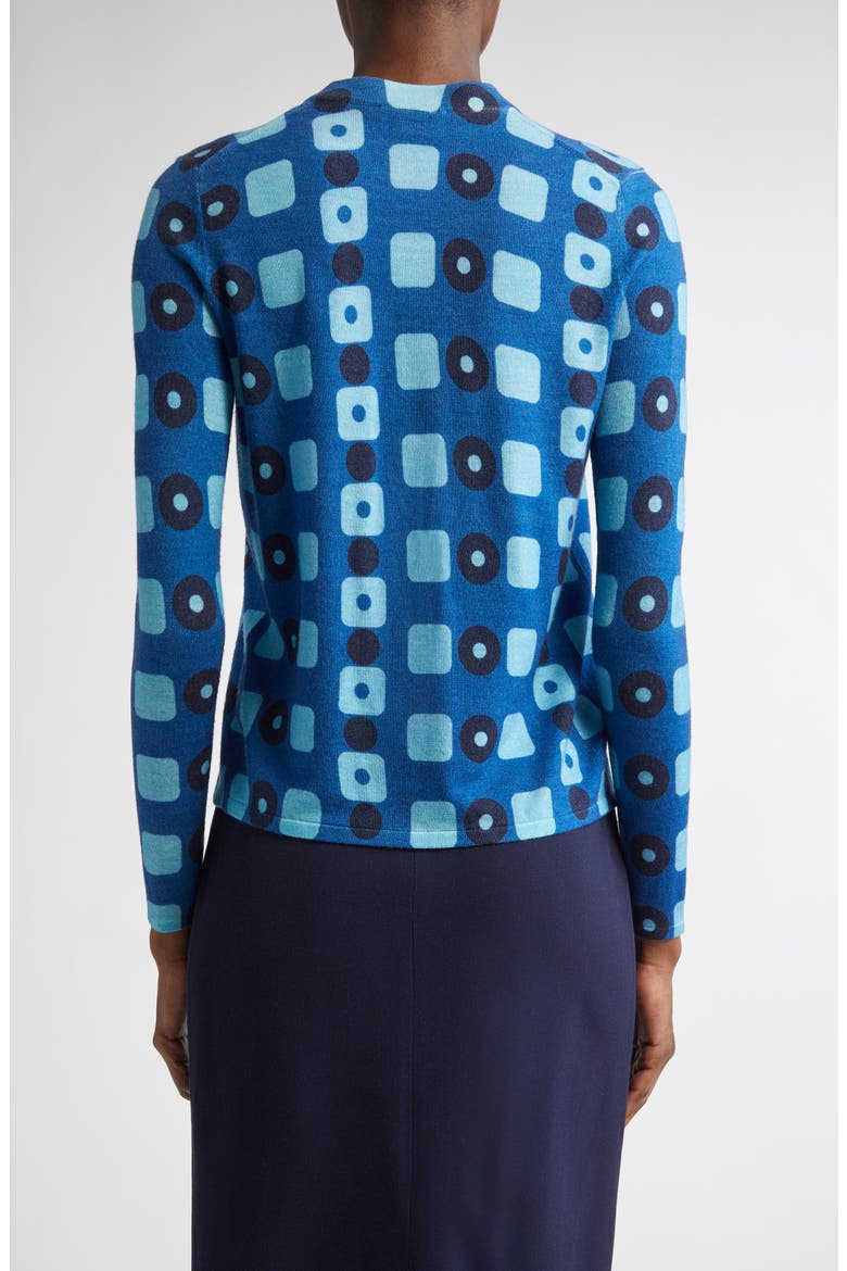 Geo Print Wool Cardigan, Alternate, color, COBALT CLASSIC BEIGE