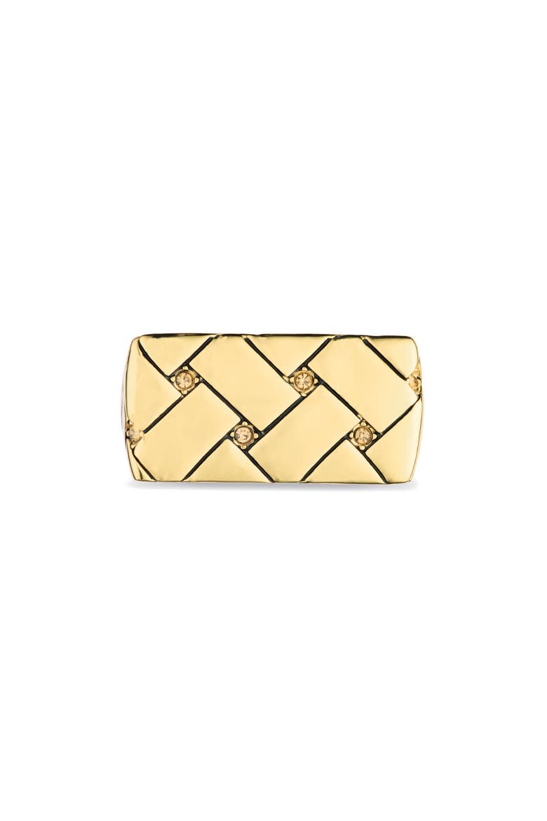 Crystal Embellished Quilt Cocktail Ring, Alternate, color, GOLD