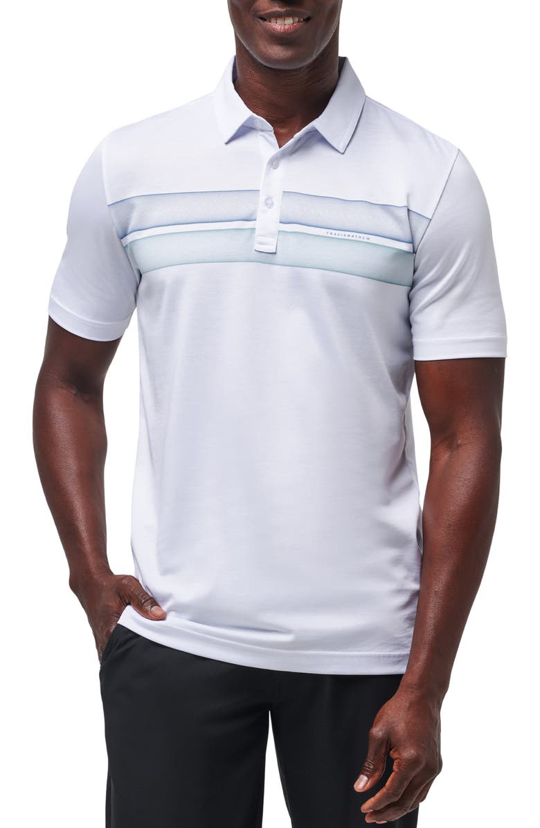 TravisMathew Ocean Time Cotton Blend Polo, Main, color, White