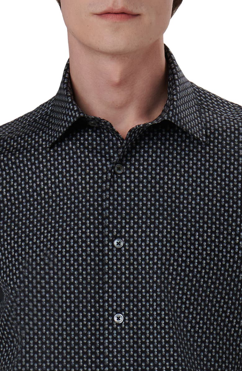 Bugatchi OoohCotton<sup>®</sup> Dot Print Short Sleeve Button-Up Shirt, Alternate, color, 